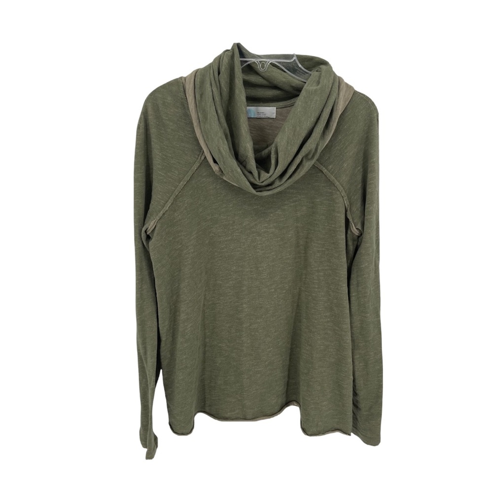 Free People Beach Women Two Body Cowl Sweater Top Green One Size Long Sleeve